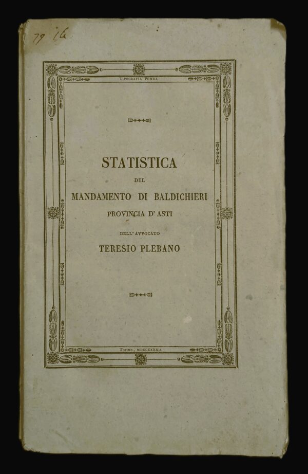 STATISTICA del mandamento di Baldichieri provincia d'Asti.